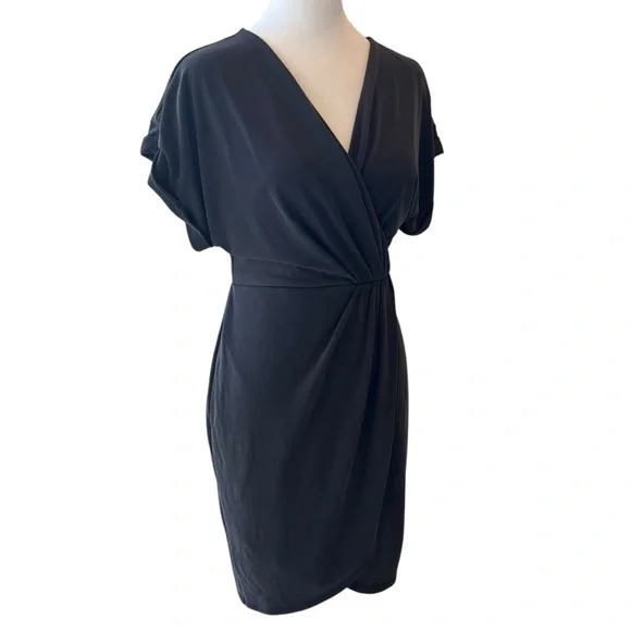 Express Short Sleeve Stretch Above Knee Black Dress Women XS Corp Classic Chic - Picture 2 of 13